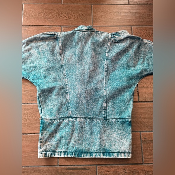 80s Oversized Acid Wash Embellished Studded Denim Jacket Batwing Rhinestone M - Picture 9 of 16